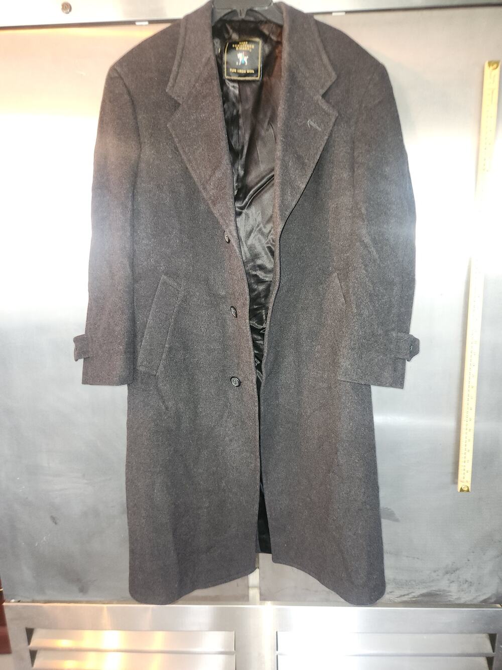 Hart Schaffner Marx Mens Pure Virgin Wool Long Overcoat Charcoal Gray Dillards